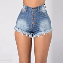 Aliexpress горячая стиль Sexy MS Haroun джинсы женские узкие джинсы Четыре строки кнопка отверстие заусенцы torn denim hot pants