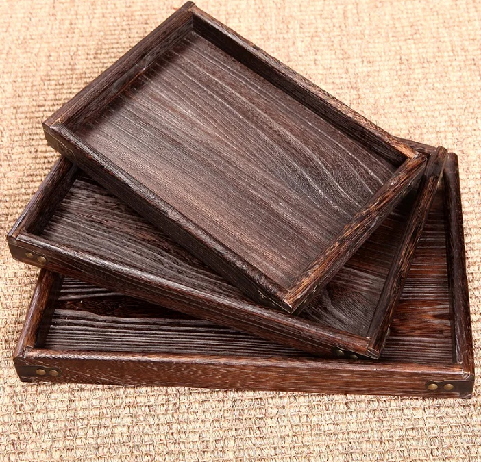 

3-Piece Paintable Wooden Breakfast and Dinner Trays with Handles for Breakfast in Bed, Lunch, Dinner,Party Service Serving Tray