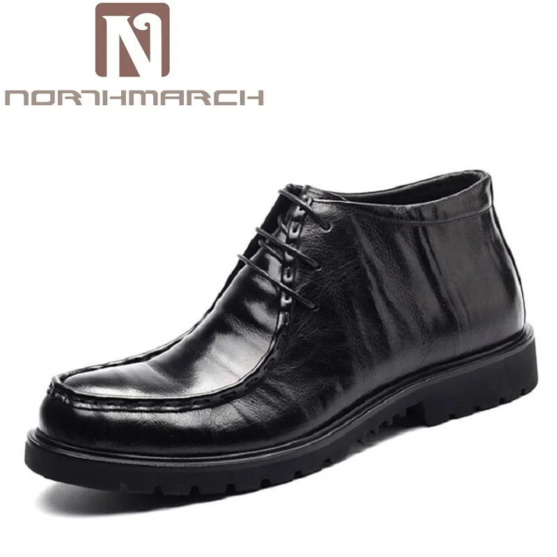 

NORTHMARCH Fashion Plus Velvet Men Boots Genuine Leather Quality Brand Snow Winter Boots Lace-Up Autumn Ankle Men Shoes zapatos