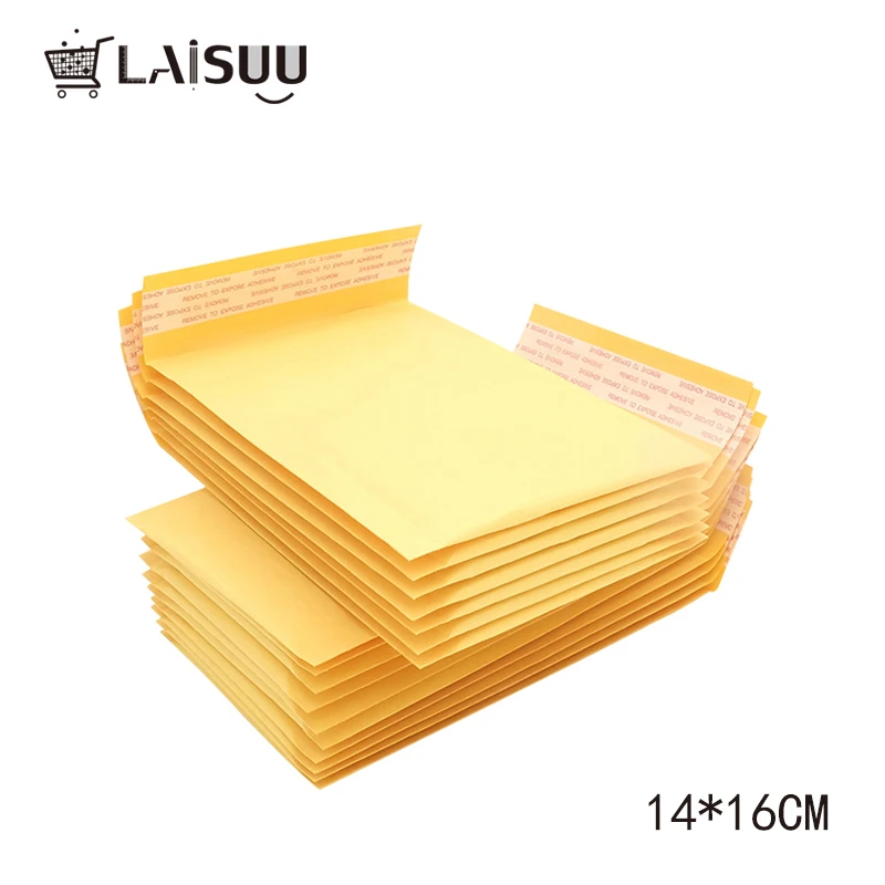 

55pcs 140*160mm yellow kraft paper envelope bubble bag express bubble bag packaging logistics bag self-styled