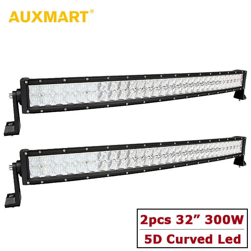 

Auxmart 5D Lens 32" Curve LED Light Bar 12v 24v Spot + Flood Combo Beam 2pcs Camber Offroad LED Bar Camper Truck 4x4 4WD SUV ATV