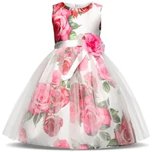 Summer Flower Girl Princess Wedding Party Dresses Kids Evening Ball Gowns Formal Baby Frocks Clothes for 4-9 Years old Girl