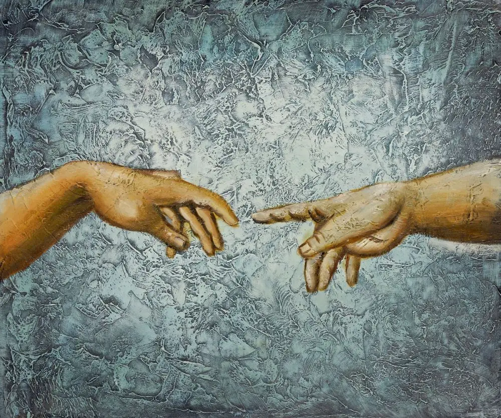 Peinture Sur Toile Celebre Reproductions Creation D Adam Interpretation Par Michel Ange Peint A La Main Peinture A L Huile Portrait Aliexpress