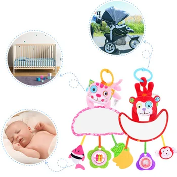 

2020 Unique Baby Plush Distorting Mirror Toys Baby Hanging Bed Bell Containing Teether Rattles Baby Animal Plush Doll Gifts