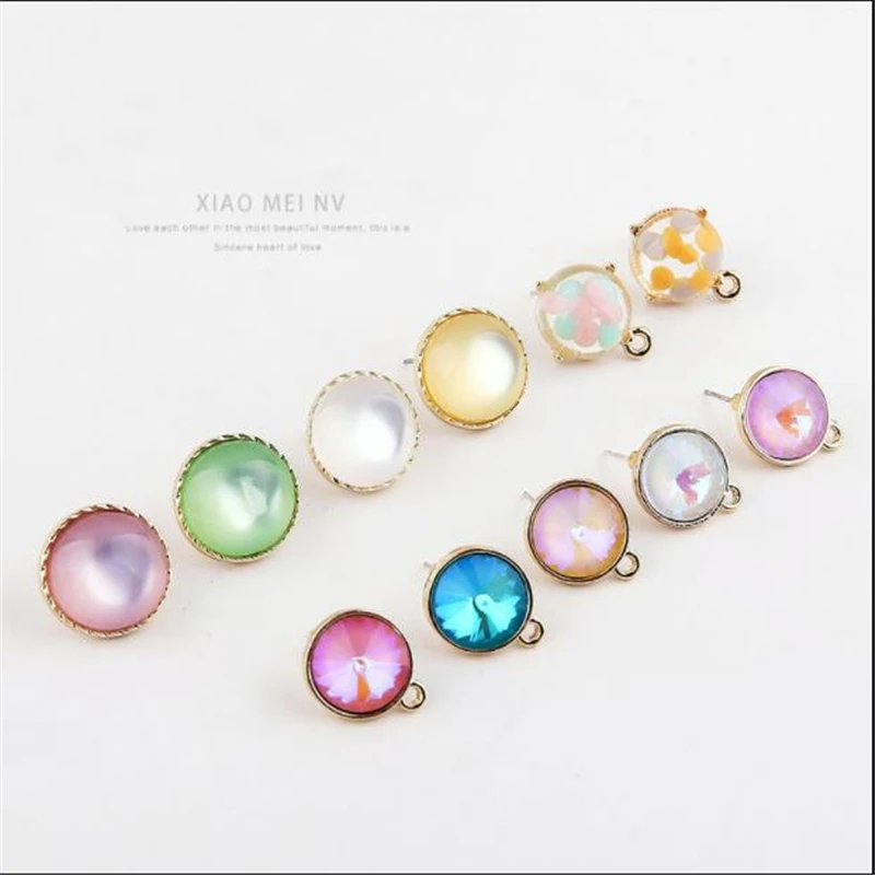 

4pcs Candy Colors Translucent Resin Earrings Eardrop Findings DIY Women Trendy Earings Stud With One Hole Jewelry Accessory C329