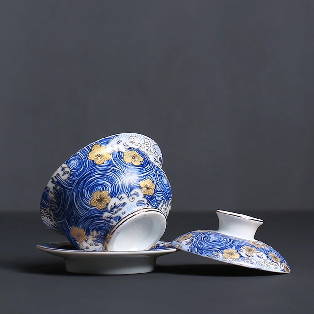 &quotЗвездная ночь&quot Цвет эмаль Gaiwan расписанную Керамика Чай супница кунг фу набор
