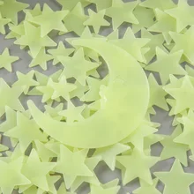 Star Moon Set Decorative Painting Night Light Star Wall Sticker Bedroom Fluorescent Plastic Decorative Painting