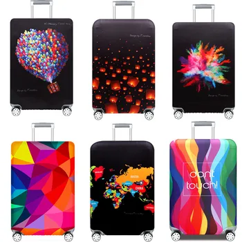 

3D Printing Elastic Luggage Protective Cover Women Men Thicker Dust Rain Bags Trunk Case Travel Suitcase Accessories Tag Straps