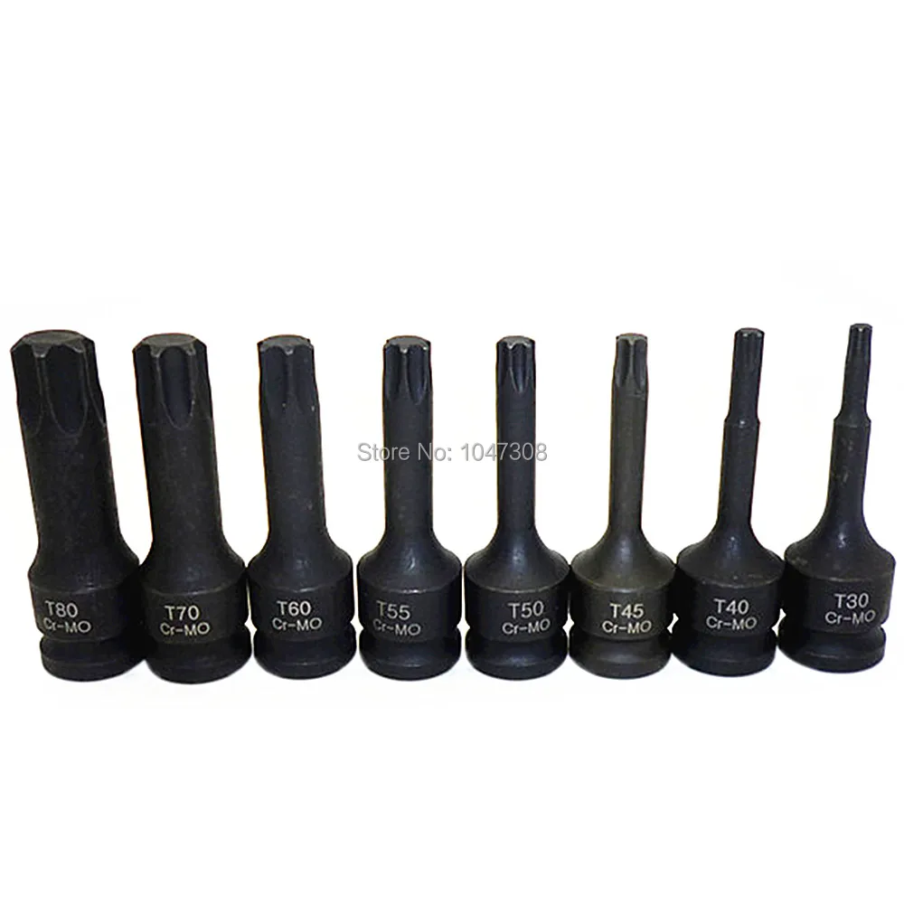 

8pcs 1/2" Drive Manual Wrenches Torx Bit Socket T30 T40 T45 T50 T55 T60 T70 T80 Impact Socket Tool Bit CR-MO Torx Bits Sockets