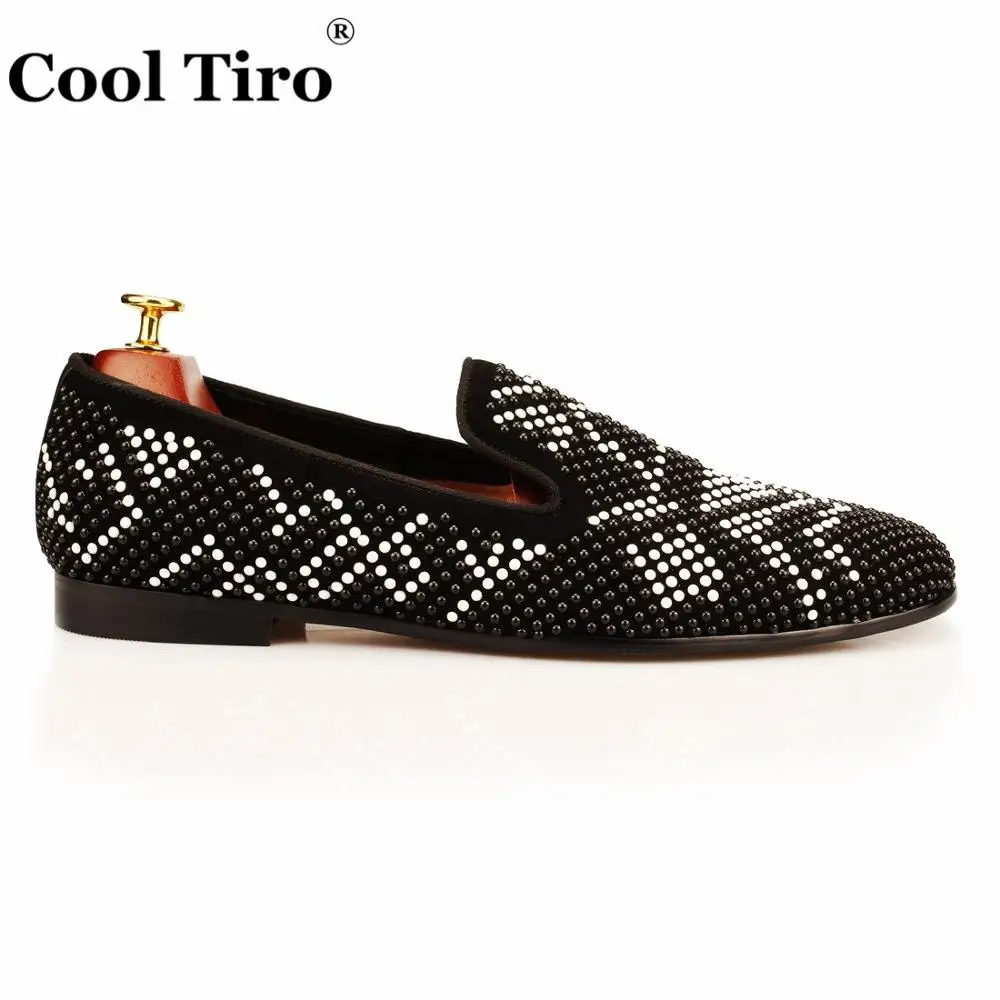 Strass Men Loafers Black Suede Slippers Dress Shoes Men's Flats (4)