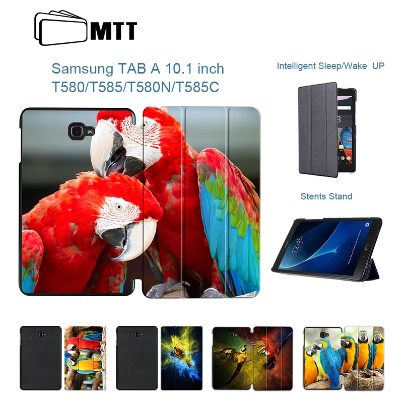 

MTT Fashion Print Parrot PU Leather Case For Samsung Galaxy Tab A a6 10.1 2016 T580 T585 SM-T585 Case Cover Tablet Shell Funda
