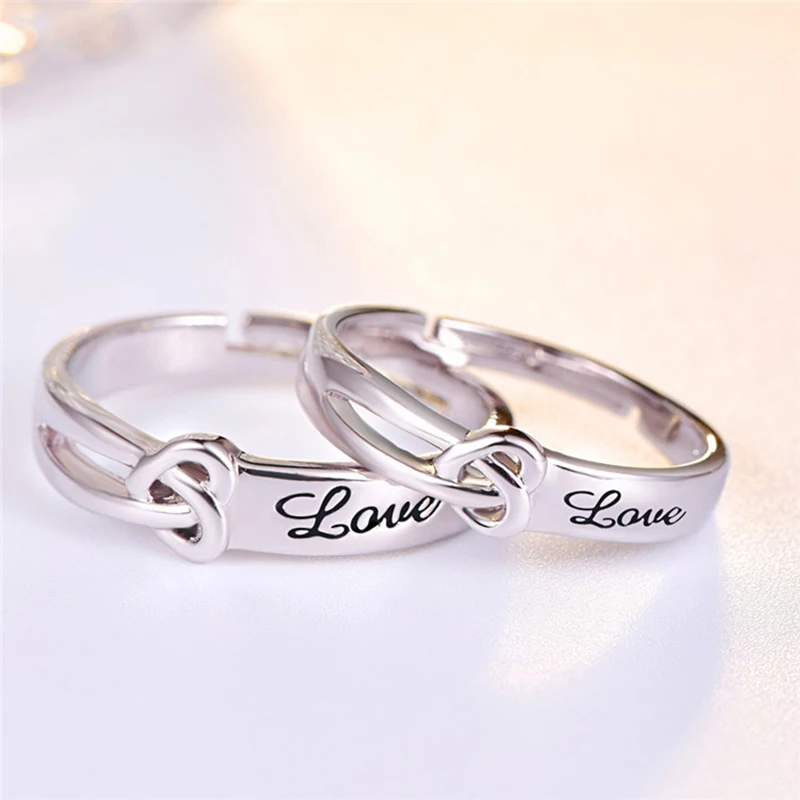 Personalized Stainless Steel Heart Couple Get Married Wedding Ring 2pcs/pair