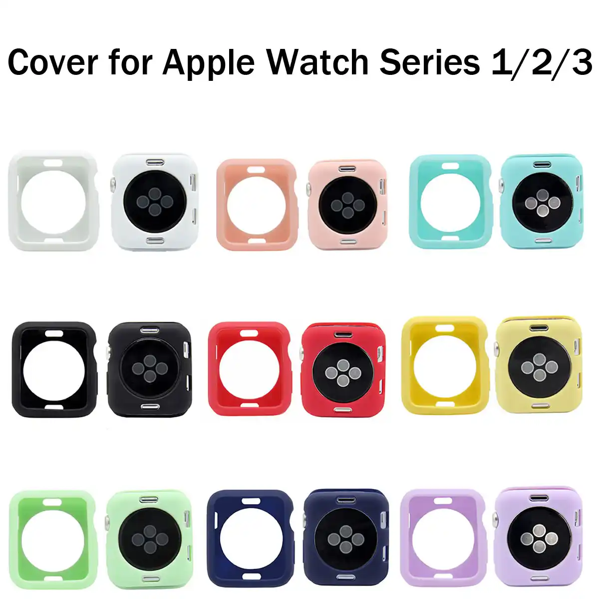 Мягкий силиконовый чехол ярких цветов для Apple Watch iWatch Series 1 2 3, чехол с полной защитой 42 мм, 38 мм, чехол - изображение