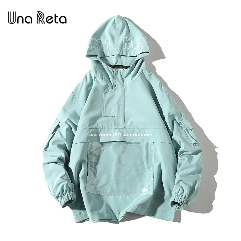 Una Reta Мужская куртка с капюшоном, новинка, однотонный пуловер с карманами, модная уличная одежда, мужская куртка в стиле хип-хоп - Цвет: Небесно-голубой