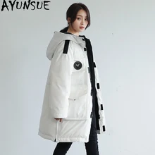 AYUNSUE белая куртка на утином пуху для женщин с капюшоном Свободные корейские зимние женские пальто парка Femme куртки Abrigo Invierno Mujer KJ447