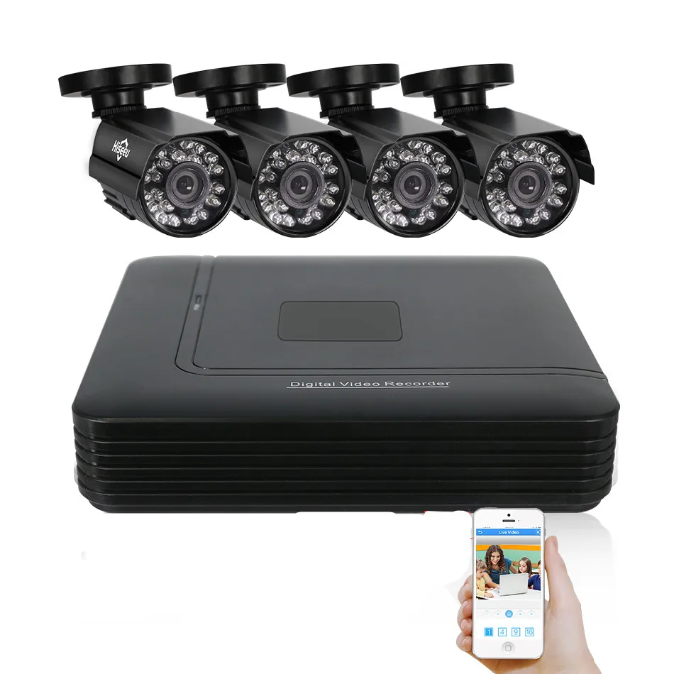 

4 Channel CCTV System 4CH Mini DVR 720P IR Bullet Outdoor AHD Camera Security System Kit Camaras De Seguridad XMEYE 1200TVL 42