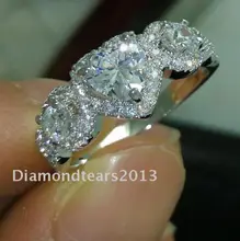 size 6-10High quality Fashion jewelry 10kt white gold filled three stone AAA cubic zirconia woman wedding Ring gift