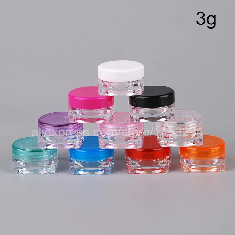 

100pcs 3g Multicolor Plastic Cosmetic Jar With Screw On Lid. Sample Jar. Small Cosmetic Container. Mineral Powder Jar.