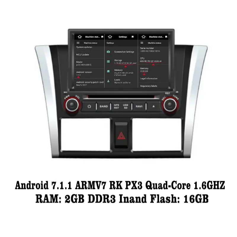 Cheap Liislee Android 7.1 2G RAM For Toyota Vios 2013~2015 Car Radio Audio Video Multimedia DVD Player WIFI DVR GPS Navi Navigation 1