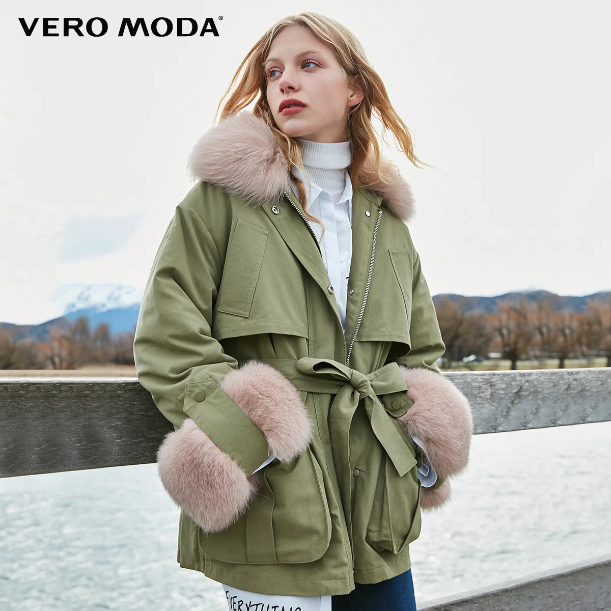 Vero Moda пуховик с воротником из лисьего меха со съемной подкладкой | 318423507 - Цвет: Safari