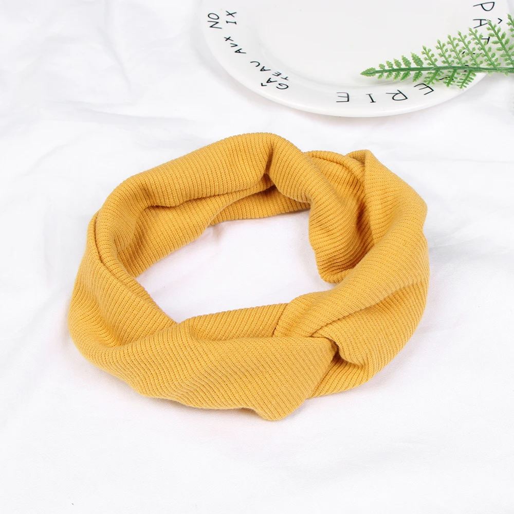 Solid Color Elastic Hair Bands Women Cloth Headbands Twisted Knotted