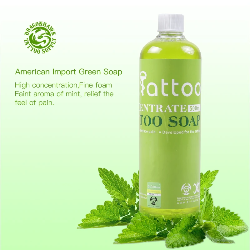 Импорт зеленое мыло для татуировки, чистящее решение, натуральное для кожи, очищающее после ухода, аксессуары для татуировки