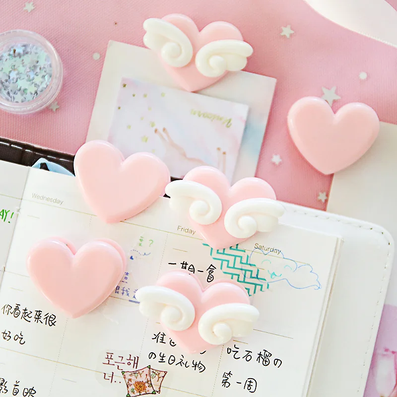 10 шт./лот) японский стиль любовь клип розовый девушка маленькие зажимы украшения фото студента канцелярские бумаги клип