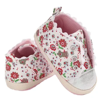

Spring Baby Girls Shoes Soft Sole Anti-slip Floral Pattern Crib Shoes First Walkers Walking Shoes