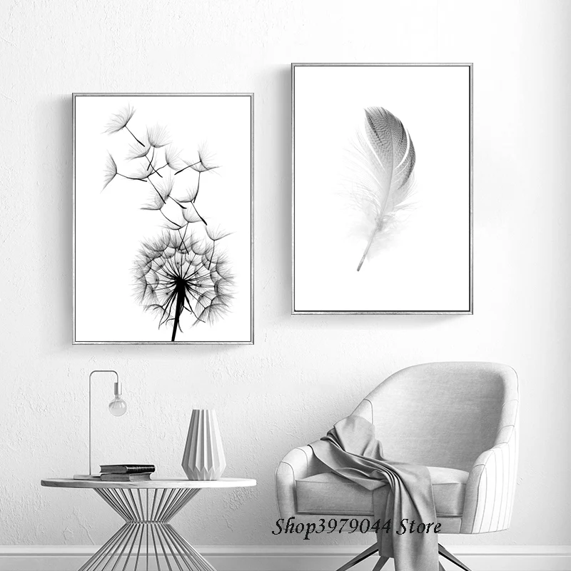 

Dandelion Canvas Painting Feather Posters And Prints Wall Picture Black And White Art Poster Nordic Decoration Home Unframed