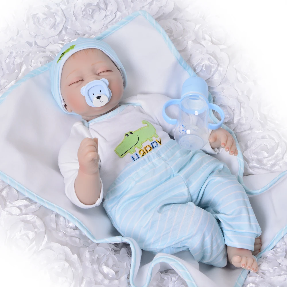 

Realistic Sleeping 22 Inch Reborn Baby Dolls Soft Silicone Baby Boy Doll Reborn No Hair 55 cm Children Birthday Xmas Gift