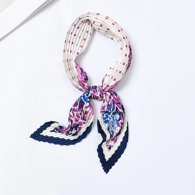 Новинка, Шелковый женский шарф, украшенный принтом, плиссированный шарф для женщин, весна-осень, Шелковый платок, подарок для девушек, шелковые шарфы, Китай - Цвет: 282