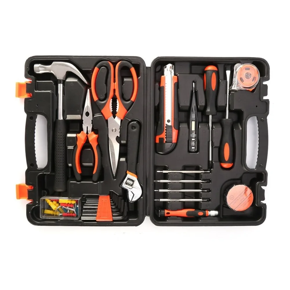 

45-Piece Homeowner's Tool Kit General Household Hand Hardware Tool Set Screwdriver,Wrench,Scissors,Claw hammer,Knife,Tape