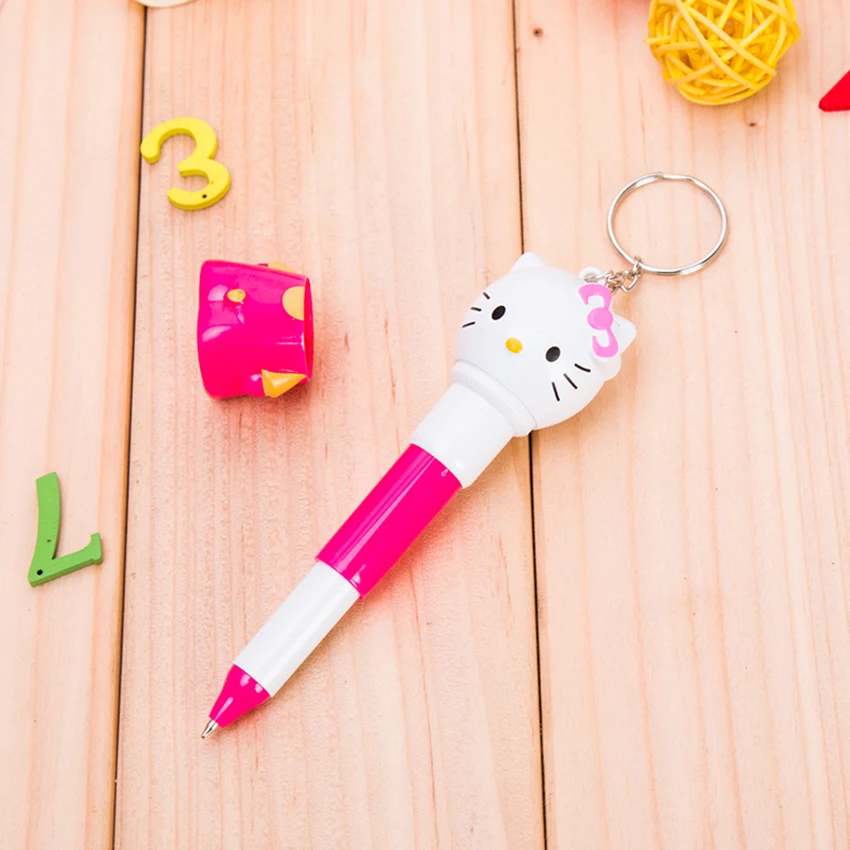

Hellokitty Shrinkable Ballpoint Pen with Keychain, 1.0mm, Blue Ink, Plastic Shell, Stainless Steel Pen Tip Stationery Office Pen