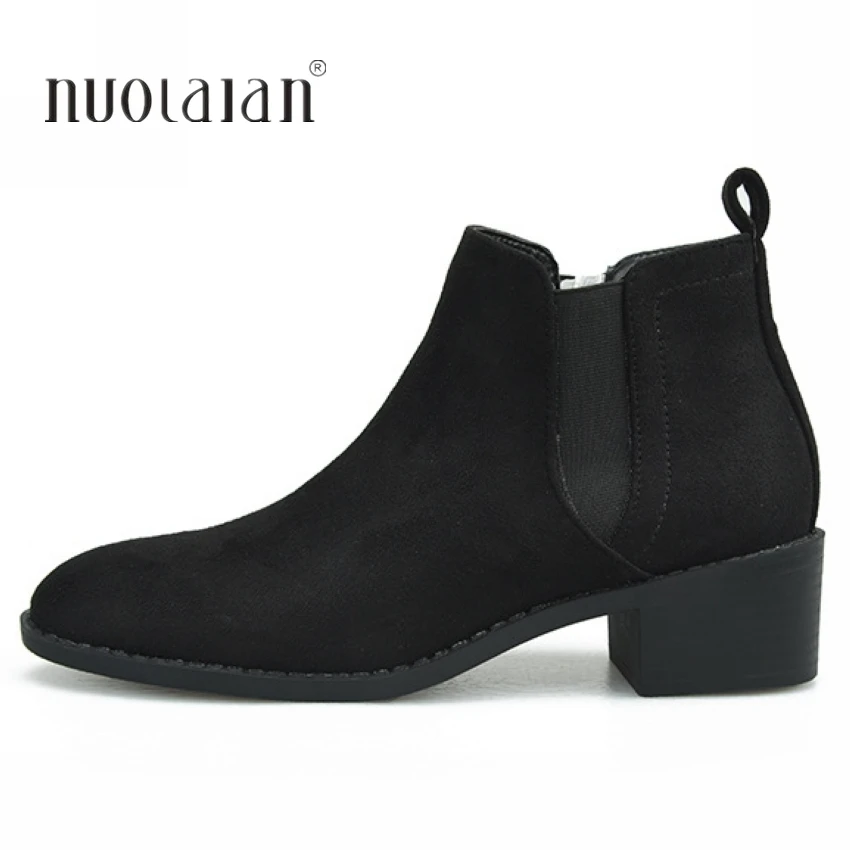 Buy Women Boots Ankle Boots 2018 Winter Shoes Fur Chunky Heel Women's Chelsea