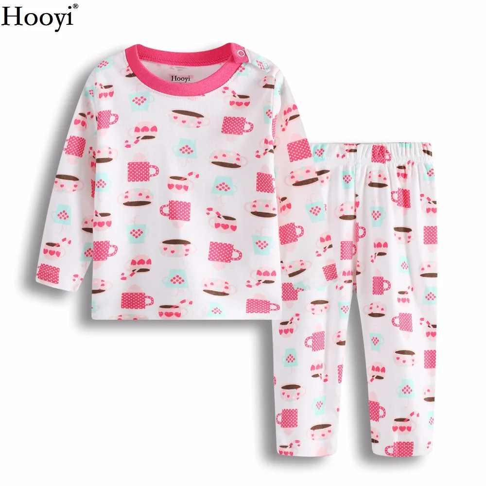 Pink Butterfly Baby Girls Sleepwear Cotton Long Sleeve Autumn Newborn Sleep SetS Children Pajamas Long Sleeve Tee Shirts Pants