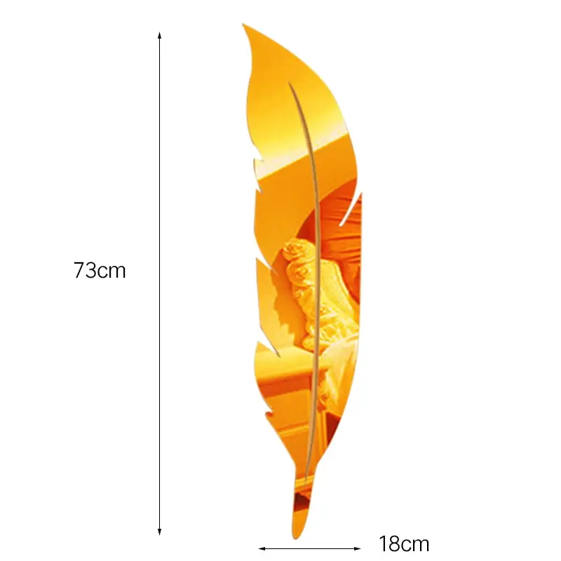 Hoomall 1 шт., зеркальные настенные стикеры в форме пера, украшение для спальни, дома, пластиковая самоклеющаяся пленка, аксессуары, 3D стикер на стену