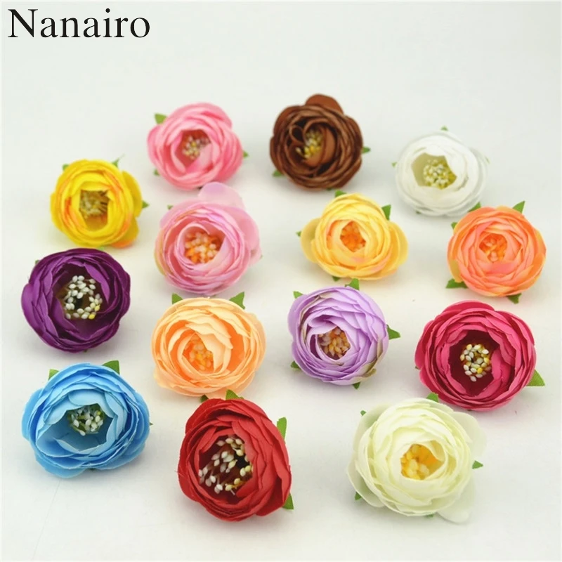 

100pcs Mini Silk Artificial Rose Tea Bud Flower Head For Home Wedding Decoration Scrapbooking DIY Wreaths Handcraft Decoration