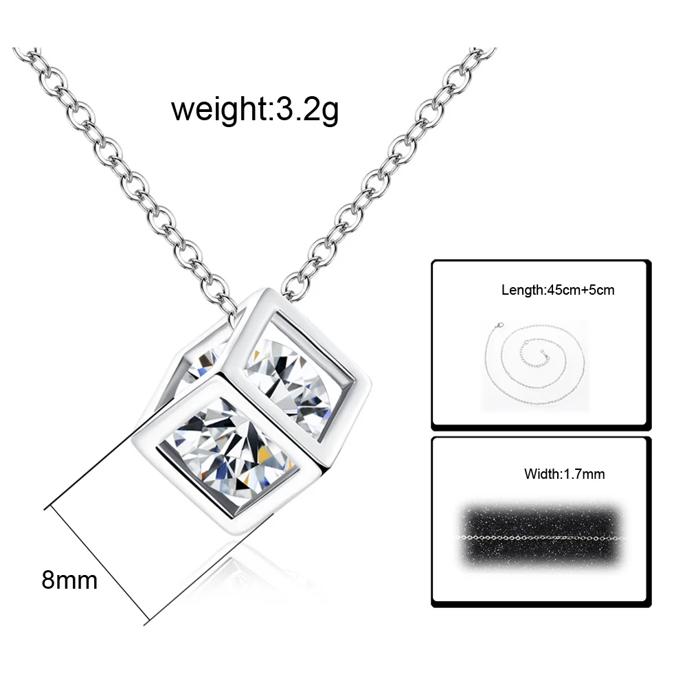 Изысканный квадратный Кубик Рубика в форме кристалла три размера кулон ожерелье CZ женские чокер ключицы Конфеты Ювелирные изделия