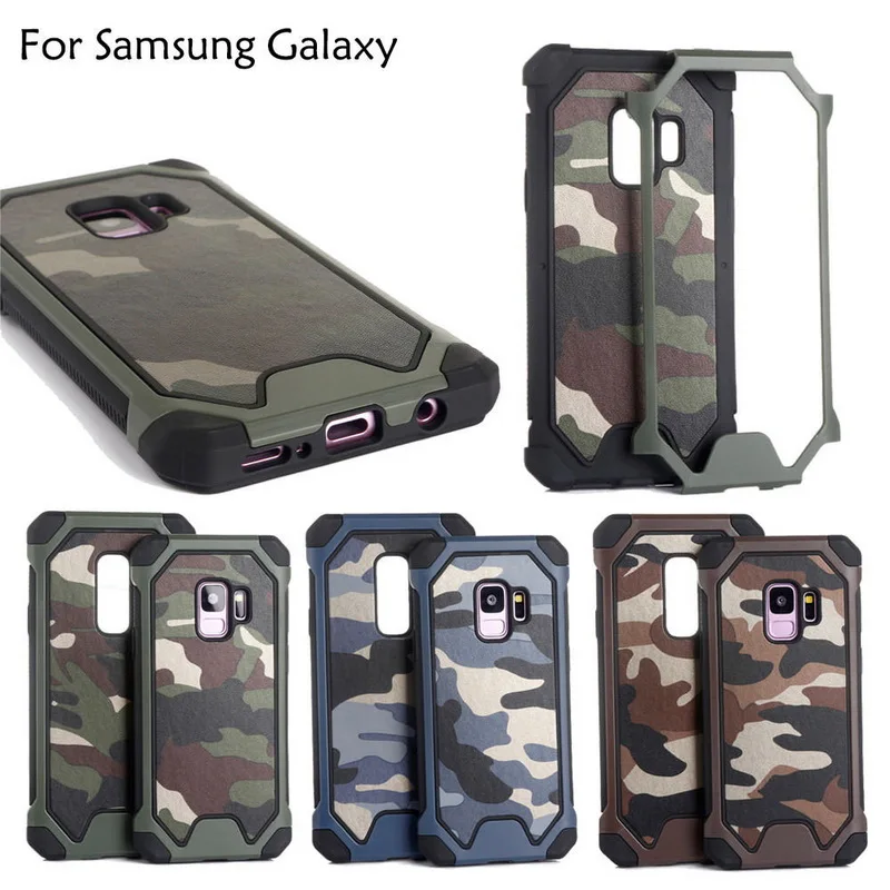 

Army Camo Camouflage Phone Case for Samsung Galaxy S8 S9 Plus Hybrid 2 in 1 Hard PC+Soft TPU Shockproof Cover for Samsung Note 8