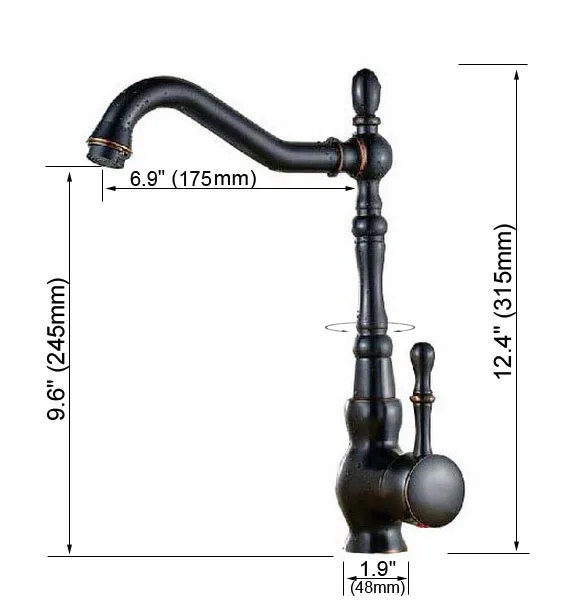 Kitchen Wet Bar Bathroom Vessel Sink Faucet Black Oil Rubbed Bronze One Handle Swivel Spout Mixer Tap Single Hole msf098