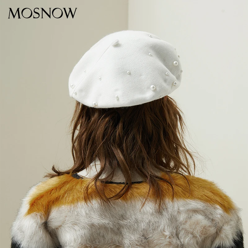 Tanie Kobiety berety perłowa dekoracja kapelusz kobieta sierść królika czapki z dzianiny 2019 nowy marka zima Beret pani malarz kapelusiki dziecięce hurtownia
