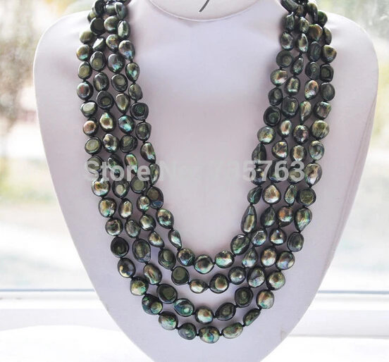 

HOT 0014262 green baroque Freshwater cultured pearl necklace 100inch
