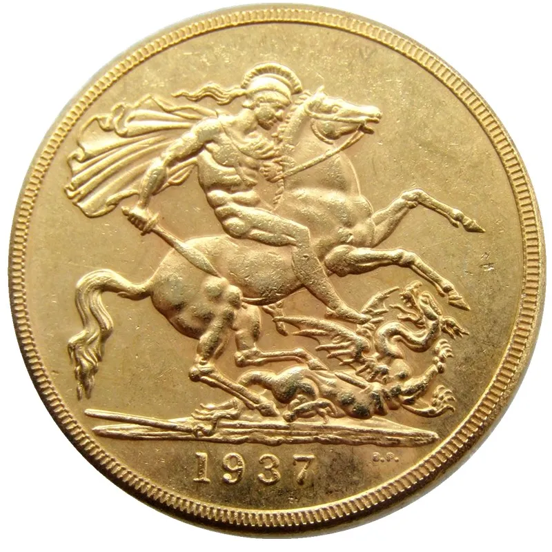 

RARE 1937 GREAT BRITAIN KING GEORGE VI PROOF GOLD 2 pounds Gold Plated Copy COIN