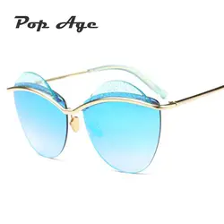 POP возраст 2018 Новая мода Круглый Солнцезащитные очки для женщин Для женщин зеркало Солнцезащитные очки для женщин круг Винтаж металла