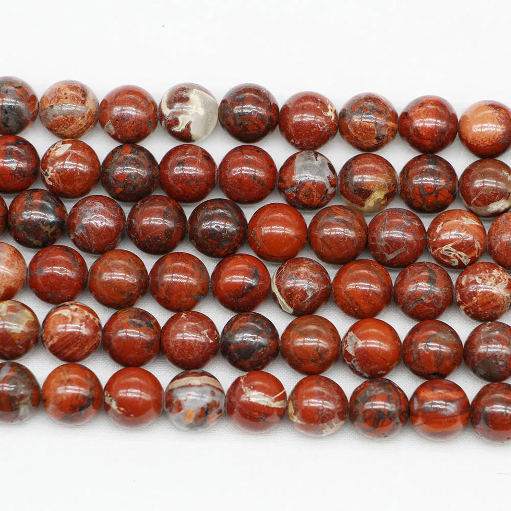 

1strand/lot Natural Stone Red Brecciated Jaspers Bead Strand 4/6/8/10/12mm Pick Size Round Loose Spacer Beads For Jewelry Making