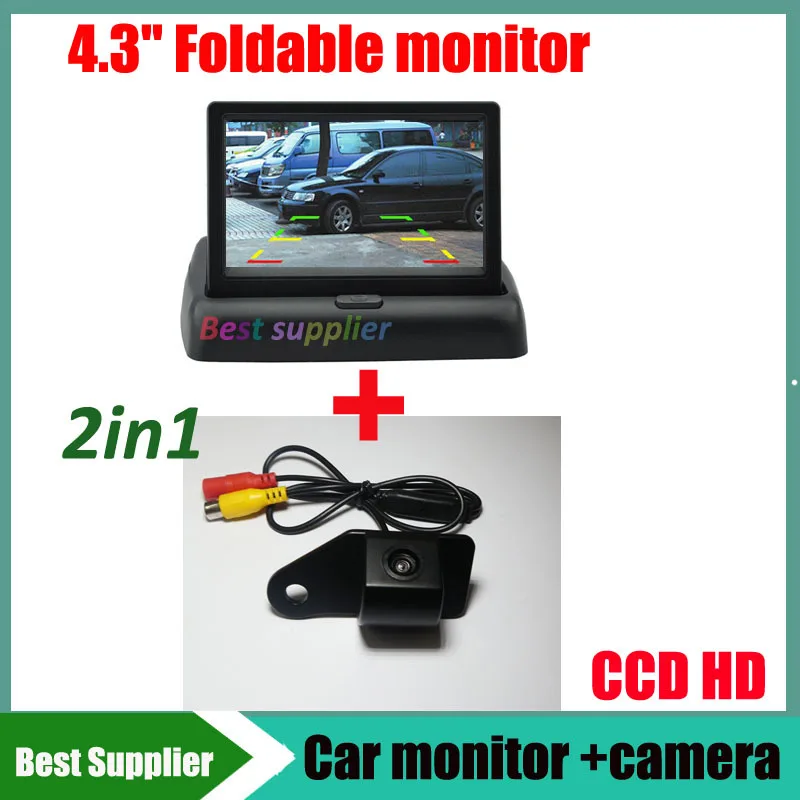 

2 in 1 CCD HD Auto parking System for Mitsubishi ASX Car rear view reverse back Camera + 4.3'' HD Car monitor mirror TFT LCD