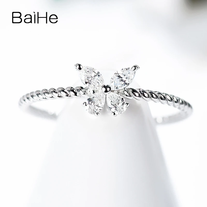 BAIHE однотонное 14K желтое золото 0.16ct H/SI натуральные бриллианты маркиза