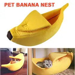 Милая кошка гнездо собака кровать мягкая в форме банана ткань дом щенок тип зима