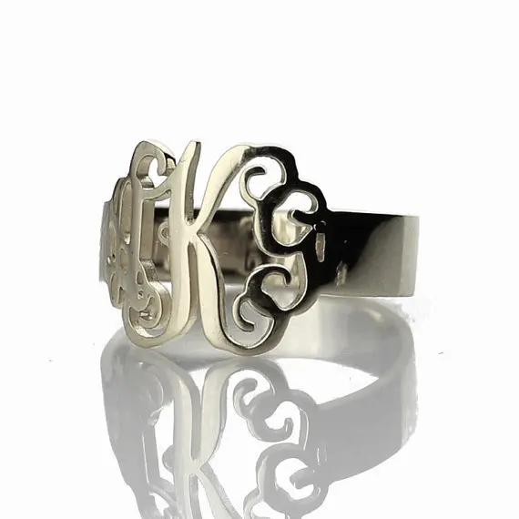 

Sterling Silver Customized Monogram Name Ring