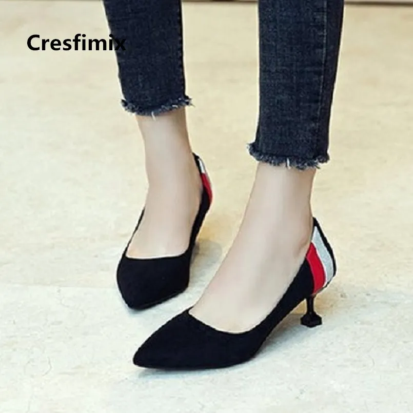 Women Cute Comfortable Spring & Summer Office High Heel Shoes Lady Fashion Sweet Black High Heel Pumps Femmes Talons Hauts E2965